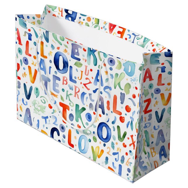 Grand Sac Cadeau Motif Alphabet  (Dos Angle)