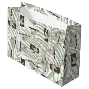 Grand Sac Cadeau Motif animal mignon Sloth en forêt sauvage