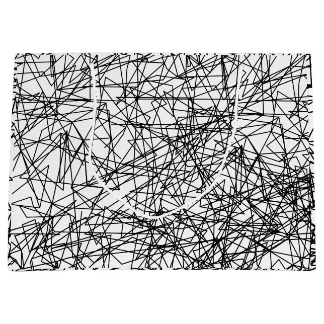 Grand Sac Cadeau motif artistique abstrait noir blanc (Devant)