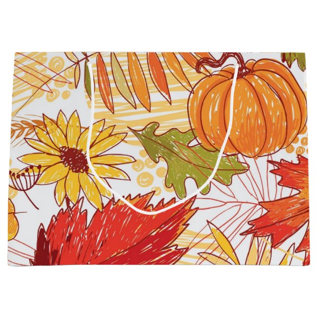 Grand Sac Cadeau Motif automnal (Devant)