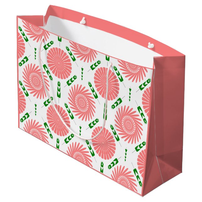 Grand Sac Cadeau motif aux fleurs roses (Dos Angle)
