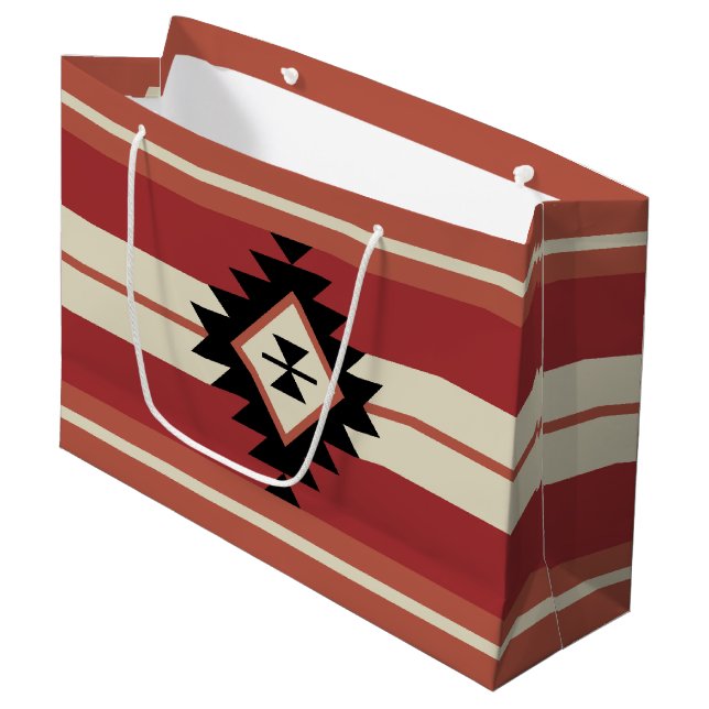Grand Sac Cadeau Motif Aztec (Devant Angle)