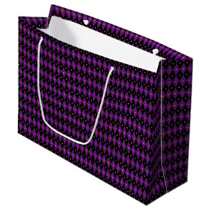 GRAND SAC CADEAU MOTIF BLACK PURPLE OR MARDI GRAS DIAMOND