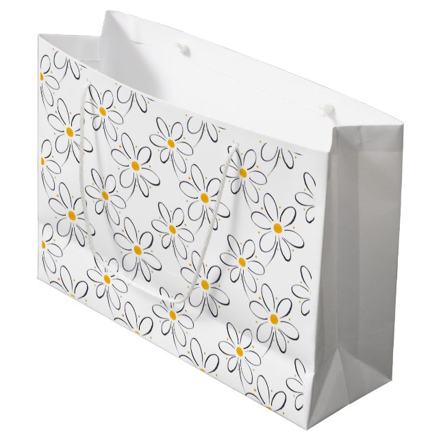 Grand Sac Cadeau Motif blanc (Devant Angle)