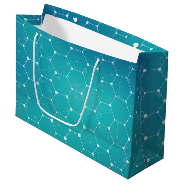 Grand Sac Cadeau Motif bleu d'ADN de Teal (Devant Angle)