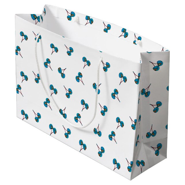 Grand Sac Cadeau Motif Blue Cherry (Dos Angle)