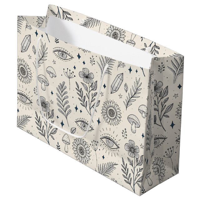 Grand Sac Cadeau Motif botanique céleste (4) (Devant Angle)