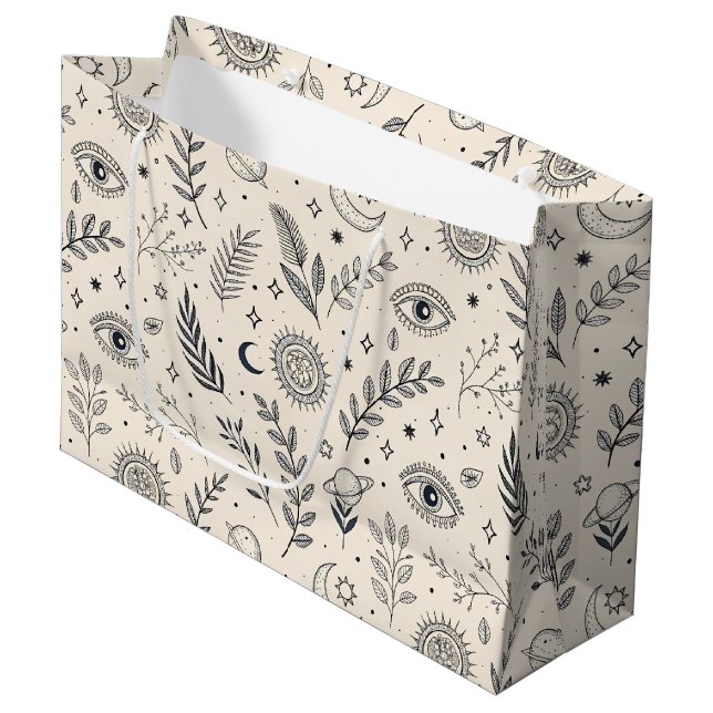 Grand Sac Cadeau Motif botanique céleste (5) (Devant Angle)