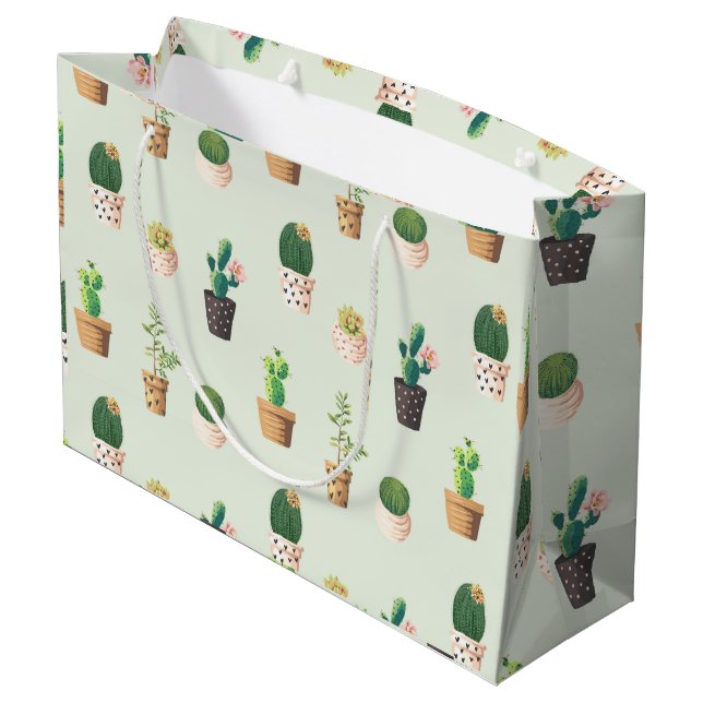 Grand Sac Cadeau Motif Cactus - Plante réussi (Dos Angle)