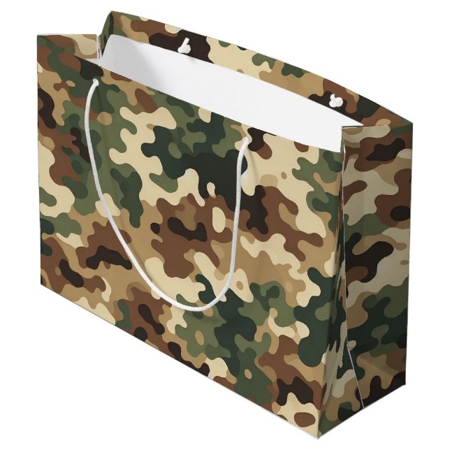Grand Sac Cadeau Motif Camouflage (Dos Angle)