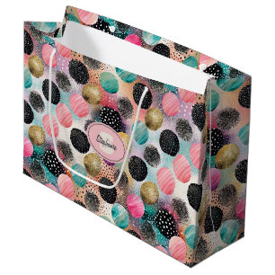 Grand Sac Cadeau Motif Cercle Abstrait - avec Parties scintillant e