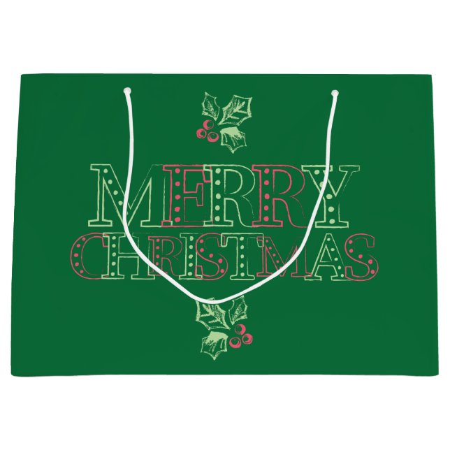 Grand Sac Cadeau Motif Chalk Mistletoe (Devant)