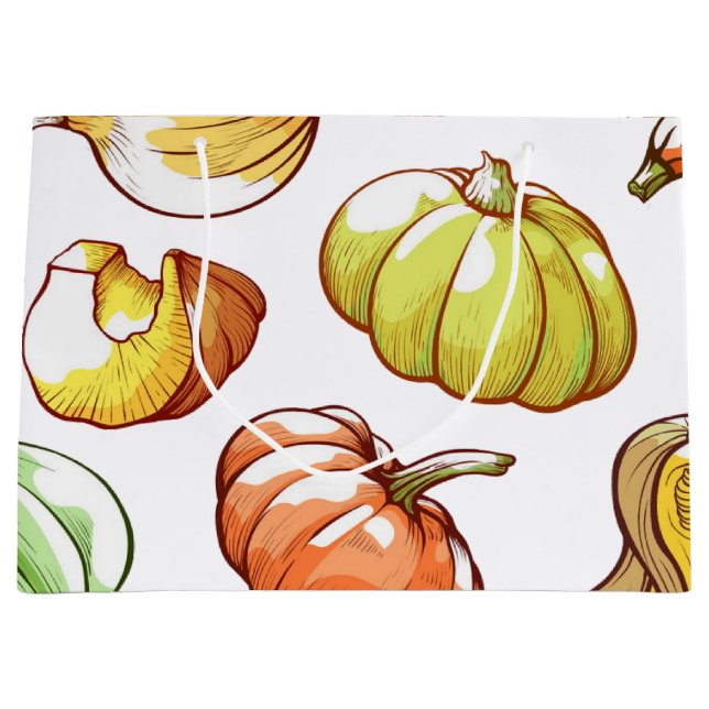 Grand Sac Cadeau motif citrouille (Devant)