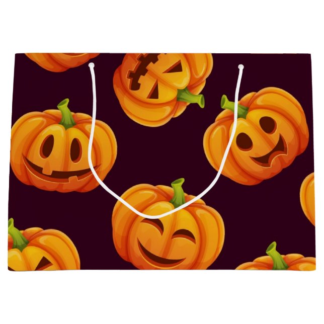 Grand Sac Cadeau motif citrouille (Devant)