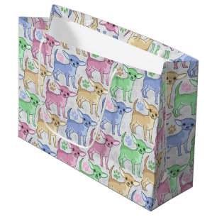 Grand Sac Cadeau Motif coloré d'amant de chiwawa