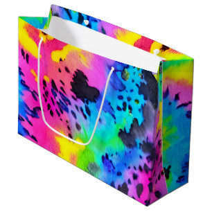 Grand Sac Cadeau Motif coloré Wild Cheetah Tye Dye