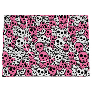 Grand Sac Cadeau Motif crâne gothique rose Imprimer