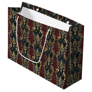 Grand Sac Cadeau Motif Damask Noir Or Persan (1)