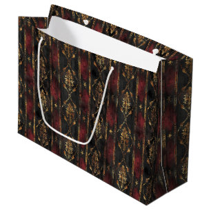 Grand Sac Cadeau Motif Damask Noir Or Persan (2)