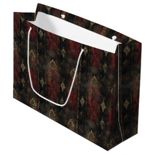 Grand Sac Cadeau Motif Damask Noir Or Persan (4)