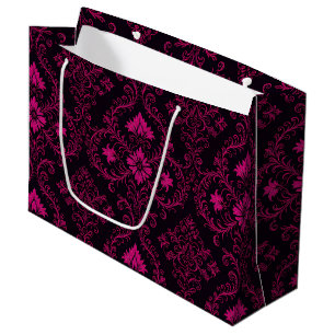 Grand Sac Cadeau Motif damassé gothique violet et noir