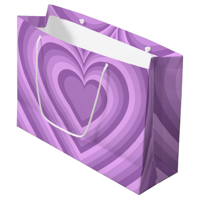 Grand Sac Cadeau Motif d'amour du coeur hypnotique violet (Devant Angle)