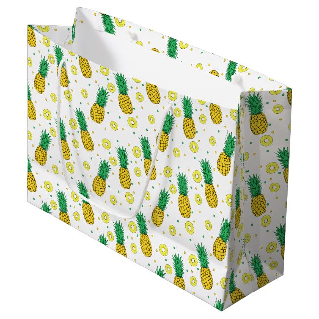 Grand Sac Cadeau Motif d'ananas (Devant Angle)