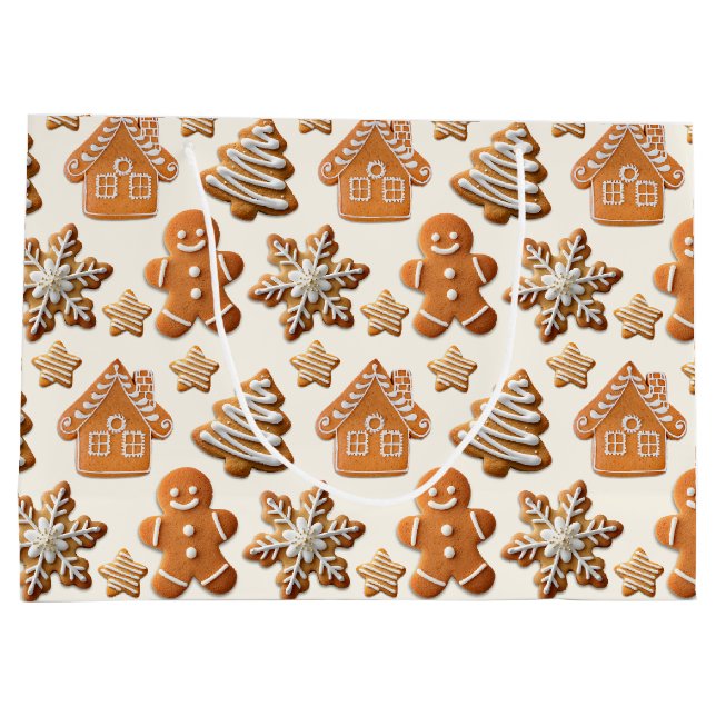 Grand Sac Cadeau Motif de biscuits au gingembre (Dos)