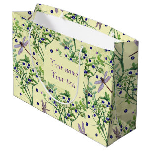 Grand Sac Cadeau Motif de bleuets avec libellules