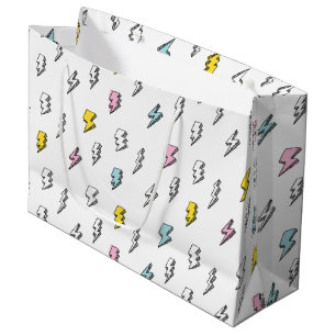 Grand Sac Cadeau Motif de boulon de foudre à doodle mignon