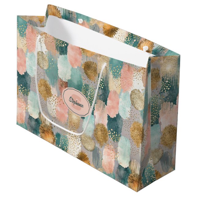 Grand Sac Cadeau Motif de brosse vertical dynamique (2) (Devant Angle)