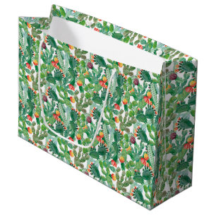 Grand Sac Cadeau Motif de cactus d'aquarelle