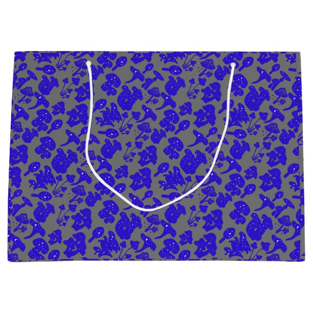 Grand Sac Cadeau Motif de champignon noir 01bleu Gris BG (Devant)