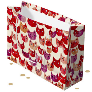 Grand Sac Cadeau Motif de chat coloré amusant