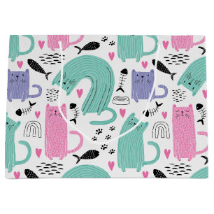 Grand Sac Cadeau Motif de chats mignons