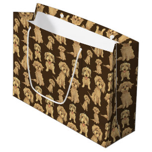 Grand Sac Cadeau Motif de chien Brown labradoodle doré