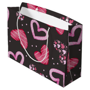 Grand Sac Cadeau Motif de coeur 34
