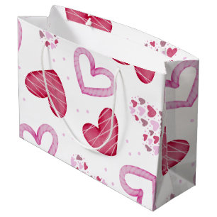 Grand Sac Cadeau Motif de coeur 36