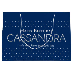Grand Sac Cadeau Motif de cœurs mignons Élégant Bleu marine