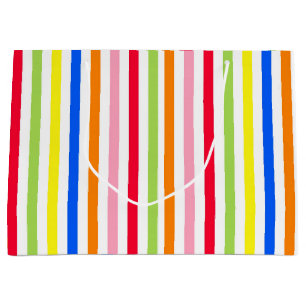 Grand Sac Cadeau Motif de design de rayures vibrantes et colorées