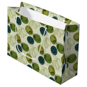 Grand Sac Cadeau Motif de dessin de croquis vert olive