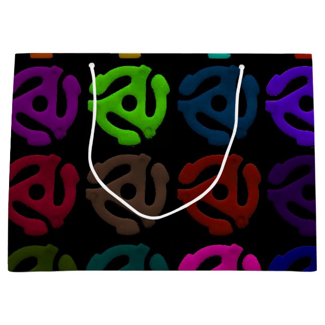 Grand Sac Cadeau motif de disque d'insertion de plastique vinyle (Devant)