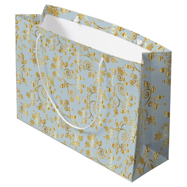 Grand Sac Cadeau motif de fleur dorée (Dos Angle)