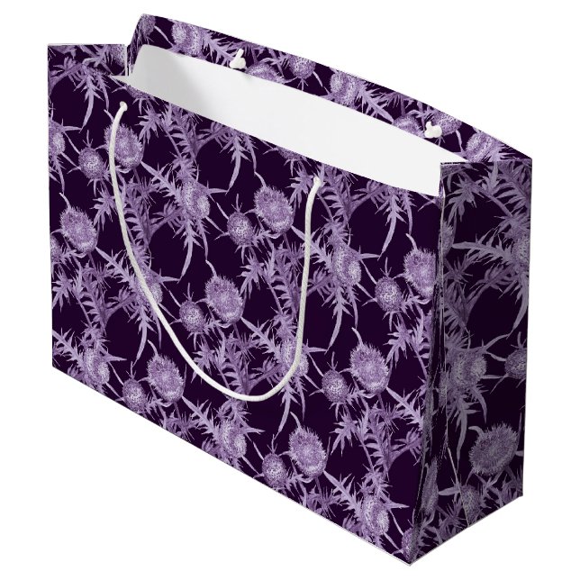 Grand Sac Cadeau Motif de fleur violette de chardon (Dos Angle)