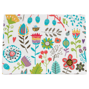 Grand Sac Cadeau Motif de fleurs