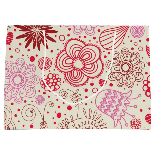 Grand Sac Cadeau Motif de fleurs (Devant)
