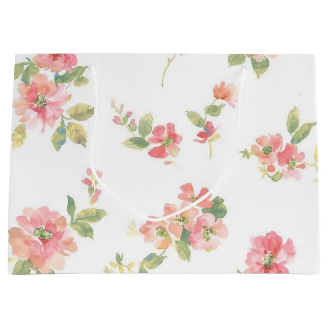Grand Sac Cadeau Motif de fleurs (Devant)