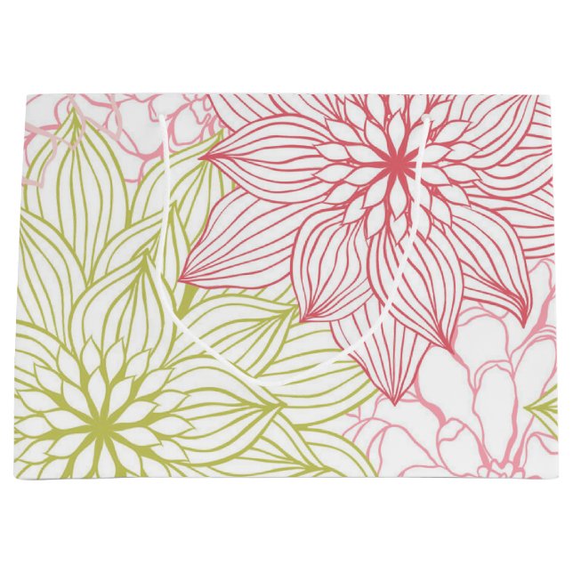 Grand Sac Cadeau Motif de fleurs (Devant)