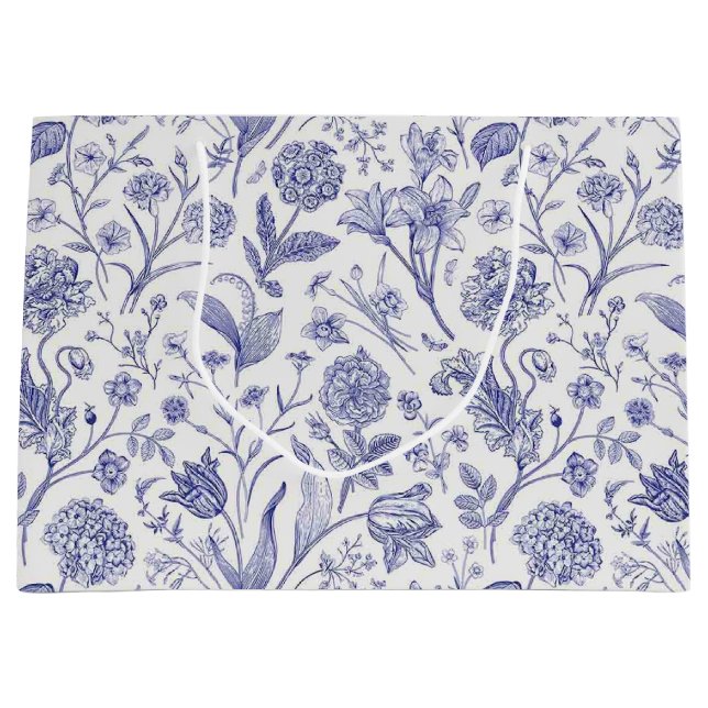 Grand Sac Cadeau Motif de fleurs (Devant)