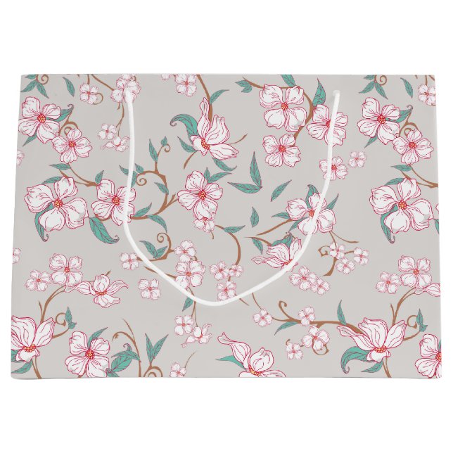 Grand Sac Cadeau Motif de fleurs effrayantes (Devant)